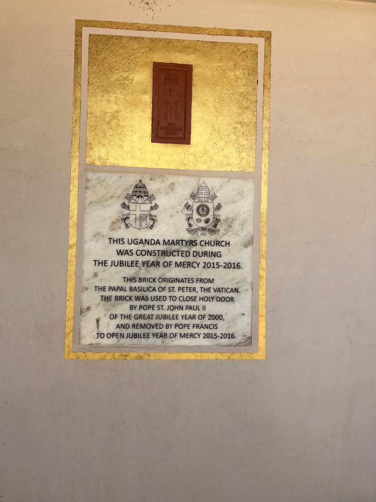 Marble commemorative plaque inside Uganda Martyrs Church